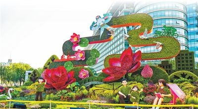 千家万盆鲜花祝福祖国  北京市民自育花卉亮相长安街国庆主题花坛